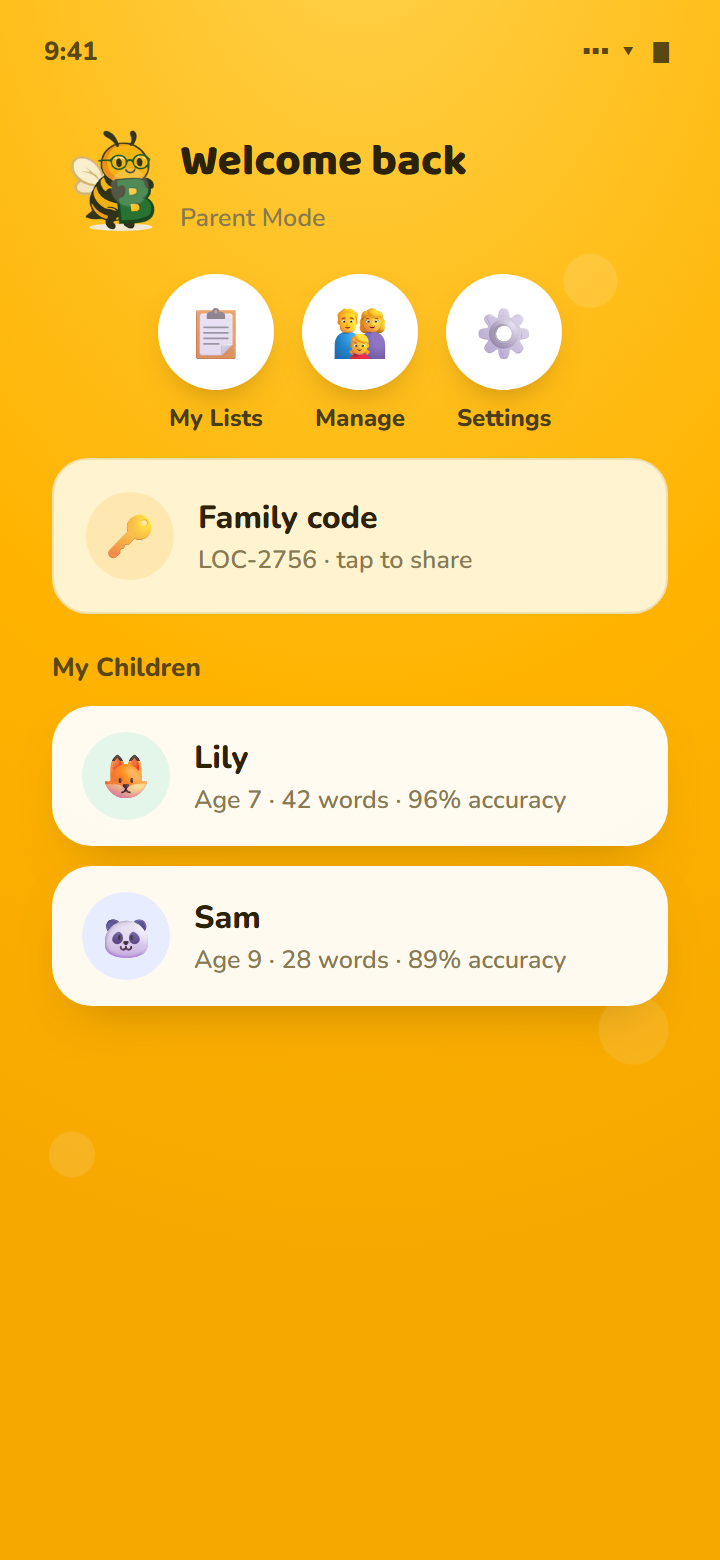 Parent dashboard
